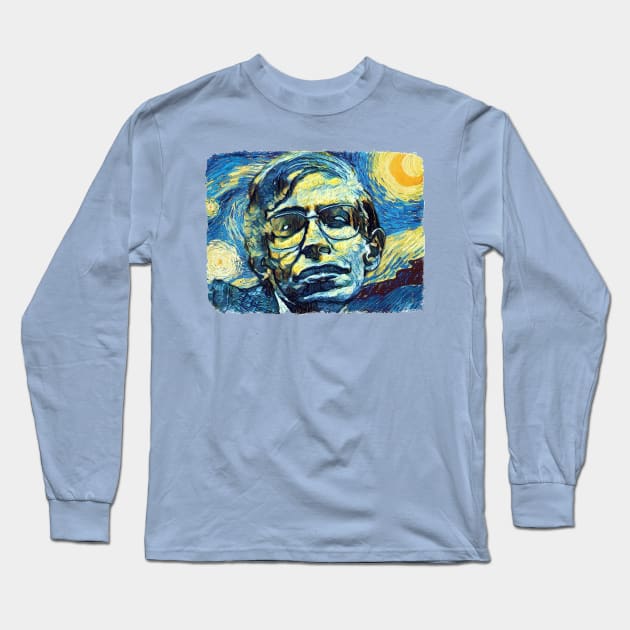 Stephen Hawking Van Gogh Style Long Sleeve T-Shirt by todos